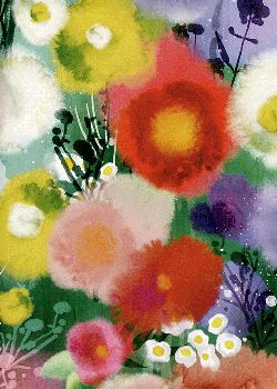 Composition florale en aquarelle floue (68x98)