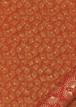"Japonica" doré fond rouge (50x70)