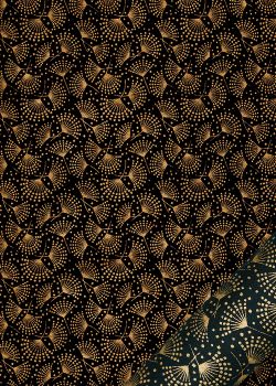 "Japonica" doré fond noir (50x70)