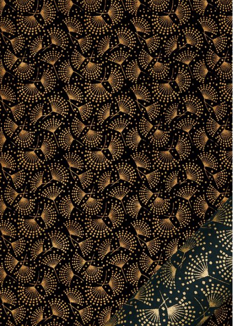 "Japonica" doré fond noir (50x70)