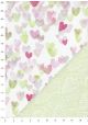 Recto verso "Coeurs pastels/ dentelle blanche fond vert" (68x98)