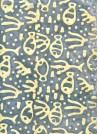 Lokta sous l'Océan ivoire fond bleu (50x70)