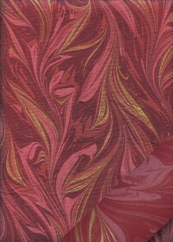 Marbled 2 tons grenat rehaussé doré (50x70)