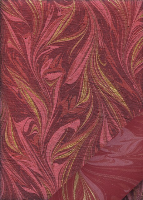 Marbled 2 tons grenat rehaussé doré (50x70)