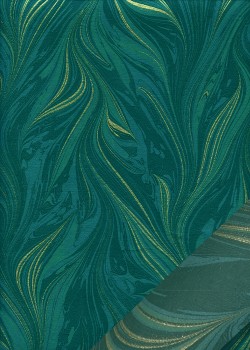 Marbled 2 tons de vert rehaussé doré (50x70)