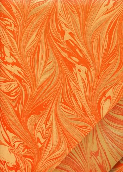 Marbled 2 tons jaune orangé rehaussé doré (50x70)
