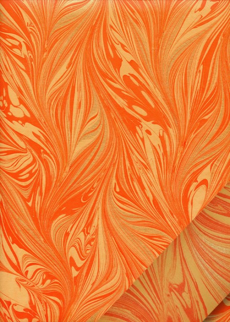 Marbled 2 tons jaune orangé rehaussé doré (50x70)