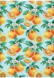 les oranges fleuries fond vert