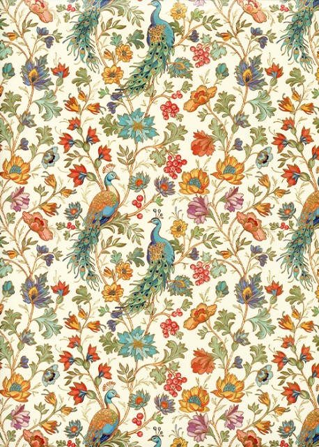 Les paons dans les fleurs